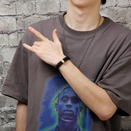 Turquoise Titanium Armband, Modieuze Heren Kruis Leren Armband