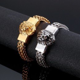 Retro Leeuwenkop Titanium Armband Voor Heren