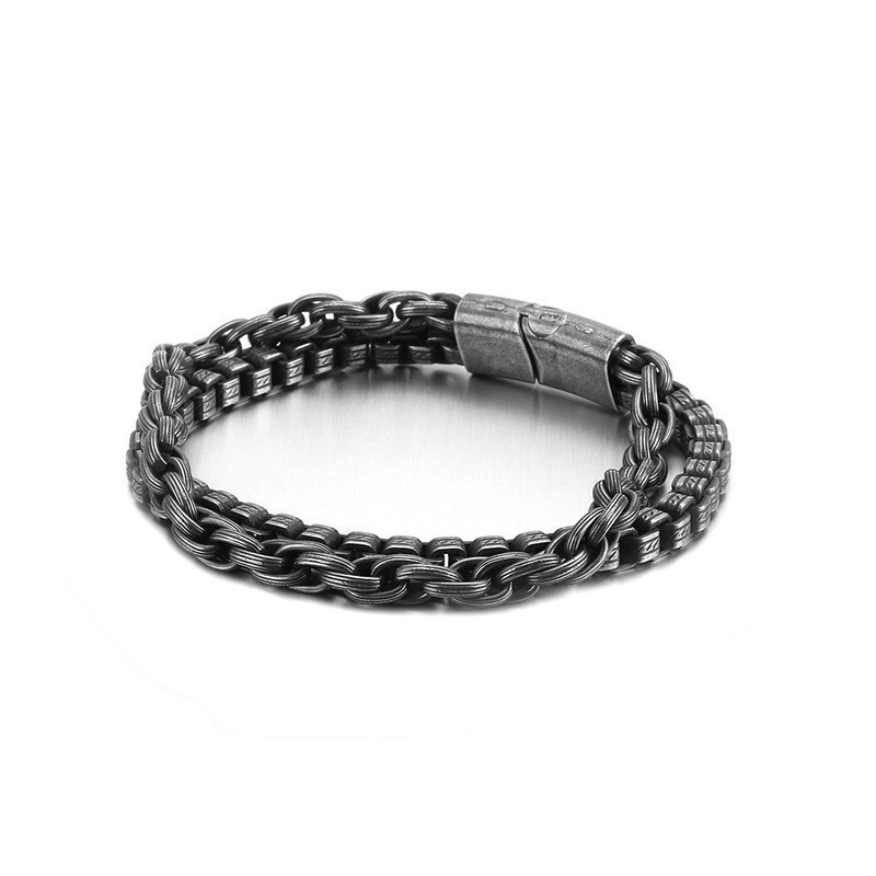 Heren Cool Dubbellaags Titanium Armband