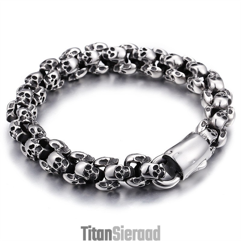 Mode Titanium Schedelarmband Voor Heren