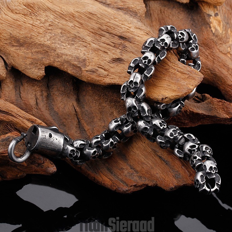 Mode Titanium Schedelarmband Voor Heren