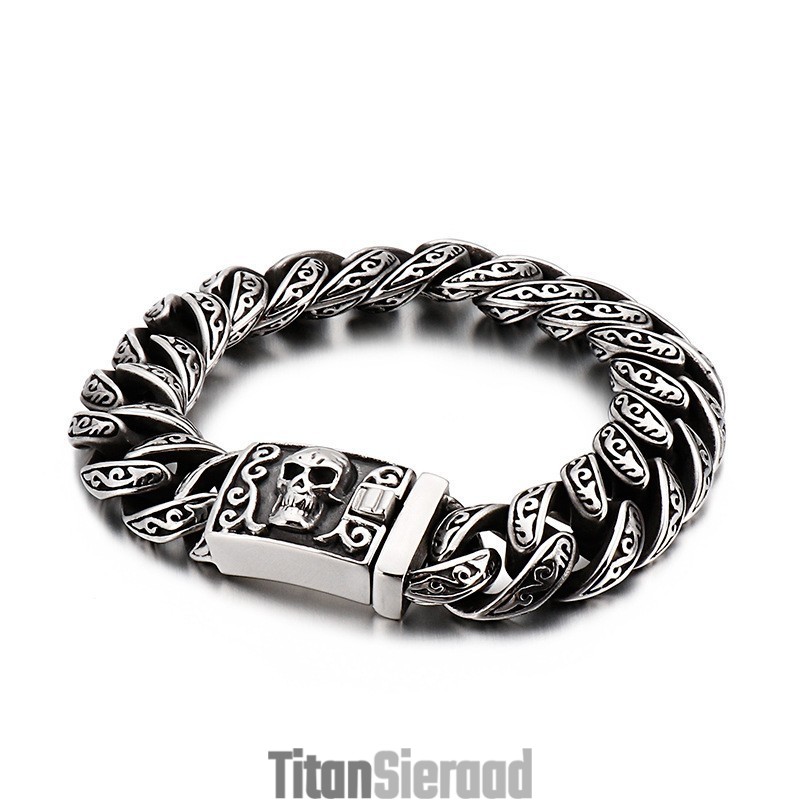 Coole Titanium Schedelarmband, Chique Titanium Mode-Sieraden Voor Heren
