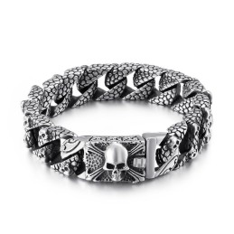 Chique Titanium Kruisarmband Voor Heren Titanium Schedelarmband