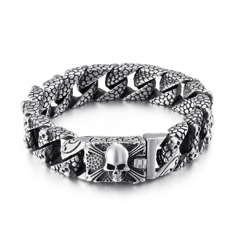 Chique Titanium Kruisarmband Voor Heren Titanium Schedelarmband Chique Titanium Kruisarmband Voor Heren Titanium Schedelarmband