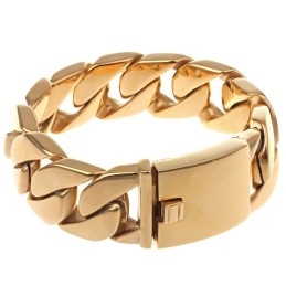 Titanium Heren Cuba Dikke Armband Hip Hop Trendy Heren Gegalvaniseerde 18K Gouden Titanium Armband