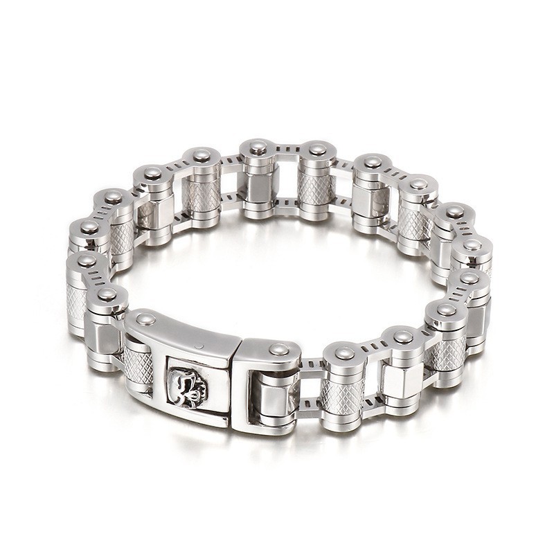 Coole Schedel Fietsketting Titanium Armband Voor Mannen Coole Schedel Fietsketting Titanium Armband Voor Mannen