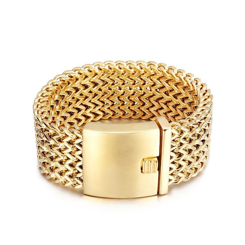 Mode Vierkante Visschubben Titanium Herenarmband