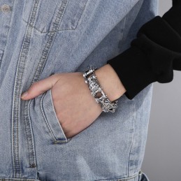 Nieuwe Animal Series Sieraden Overdreven Coole Leeuwenkop Titanium Heren Biker Armband