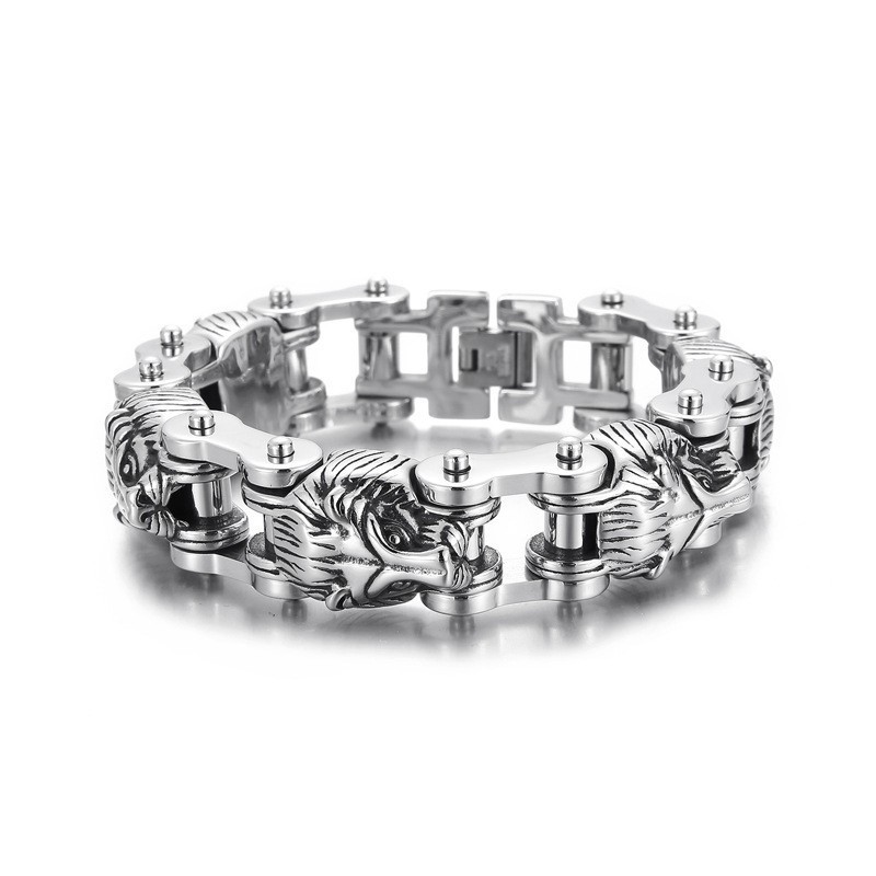 Nieuwe Animal Series Sieraden Overdreven Coole Leeuwenkop Titanium Heren Biker Armband Nieuwe Animal Series Sieraden Overdreven Coole Leeuwenkop Titanium Heren Biker Armband