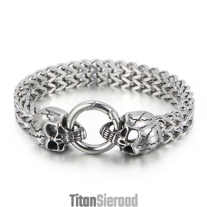 Coole Schedel Titanium Armband Voor Heren Coole Schedel Titanium Armband Voor Heren
