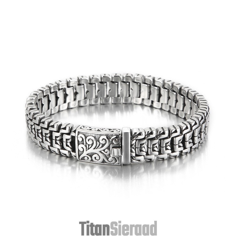 Populaire Coole Hiphop-Bloemenarmband Van Titanium Voor Heren