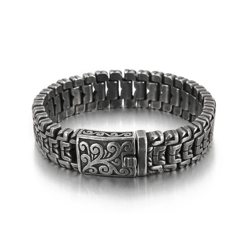Populaire Coole Hiphop-Bloemenarmband Van Titanium Voor Heren