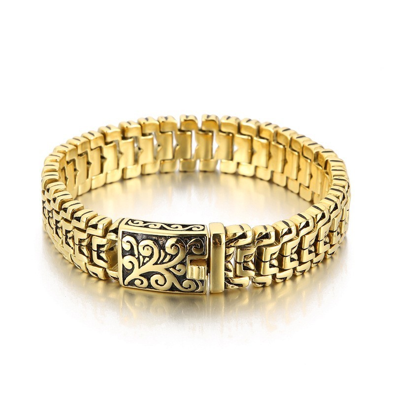 Populaire Coole Hiphop-Bloem Titanium Herenarmband Populaire Coole Hiphop-Bloem Titanium Herenarmband