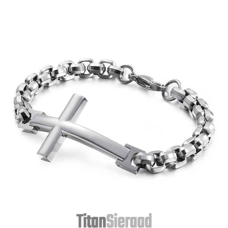 Titanium Tide Herenarmband Titanium Heren Kruis Vierkante Armband Tide Herenaccessoires Titanium Tide Herenarmband Titanium Heren Kruis Vierkante Armband Tide Herenaccessoires