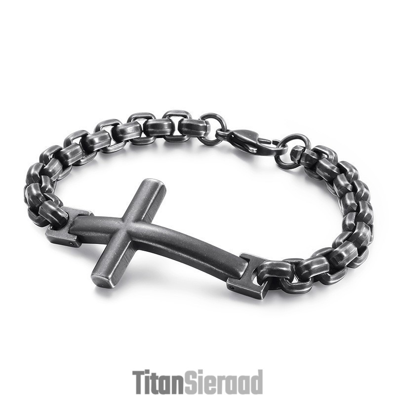Titanium Tide Herenarmband Titanium Heren Kruis Vierkante Armband Tide Herenaccessoires