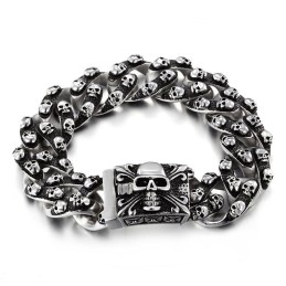 Coole Retro Skull Heren Titanium Armband Rock Chic Ghost Head Armband Tide Herenaccessoires