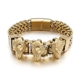 Wolf Head Heren Titanium Armband
