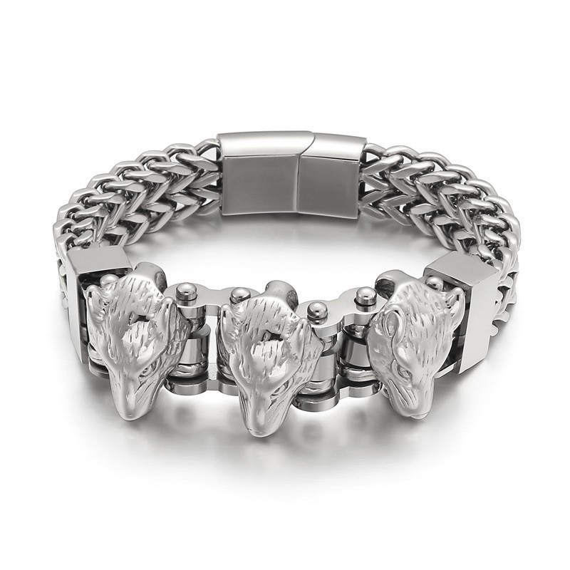 Wolf Head Heren Titanium Armband Wolf Head Heren Titanium Armband