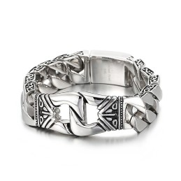 Retro Chic Windpatroon Portret Gietpatroon Rand Titanium Armband Voor Heren