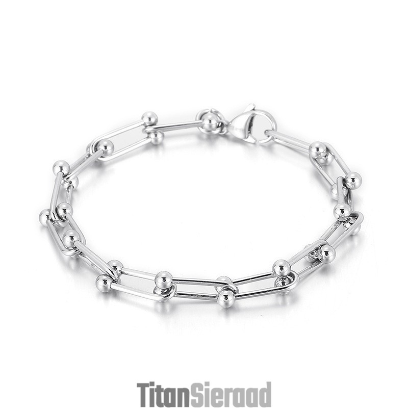 Titanium Hoefijzergesp Armband Voor Heren En Dames Met U-Vormige Gesp