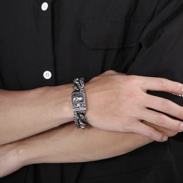 Vintage Stoere Leeuwenkop Titanium Armband Voor Heren