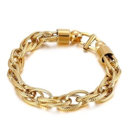 Heren Ovale Gedraaide Ketting Met Zonnestralensluiting Titanium Armband