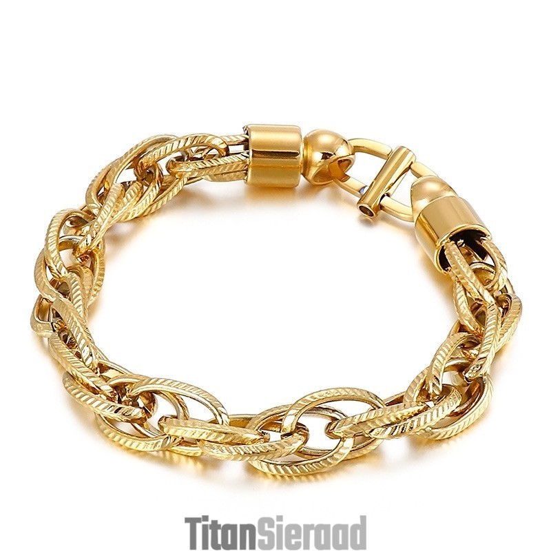 Heren Ovale Gedraaide Ketting Met Zonnestralensluiting Titanium Armband