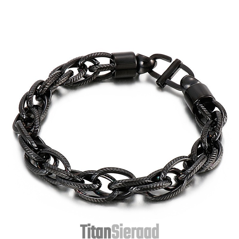 Heren Ovale Gedraaide Ketting Met Zonnestralensluiting Titanium Armband Heren Ovale Gedraaide Ketting Met Zonnestralensluiting Titanium Armband