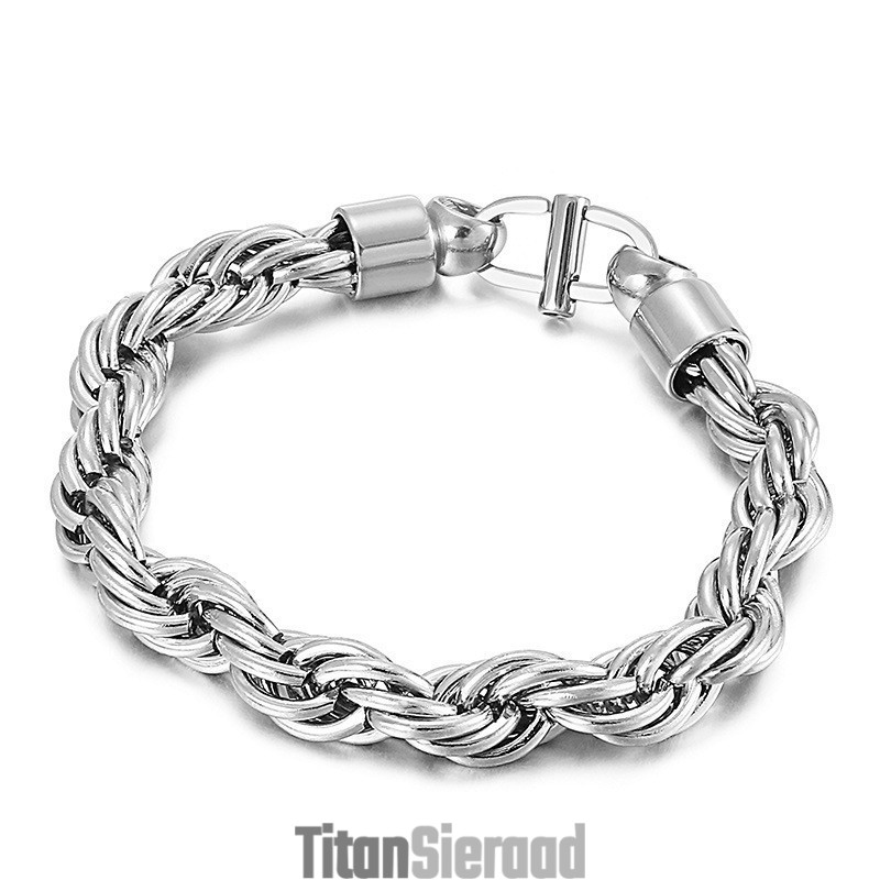Heren Ovale Gedraaide Ketting Met Zonnestralensluiting Titanium Armband Heren Ovale Gedraaide Ketting Met Zonnestralensluiting Titanium Armband