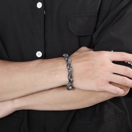 Populaire Retro Nieuwe Aanbieding Zwarte Hand Trekkend Patroon Titanium Heren Armband