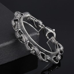 Populaire Retro Nieuwe Aanbieding Zwarte Hand Trekkend Patroon Titanium Heren Armband