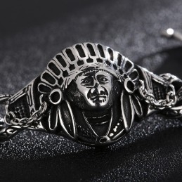 Nieuwe Casting Jewelry Retro Cool Chief Patroon Titanium Herenarmband