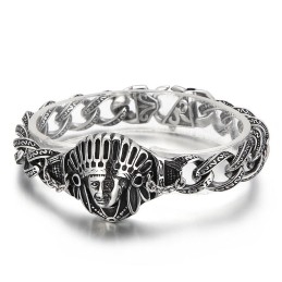 Nieuwe Casting Jewelry Retro Cool Chief Patroon Titanium Herenarmband