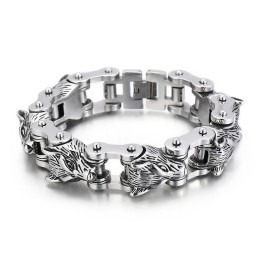 Animal Series Tide Hand Sieraden Fashion Rock Hip-Hop Street Wolf Head Biker Titanium Heren Armband