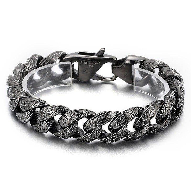 Vintage Coole Titanium Armband Met Geweermetaalpatroon Voor Heren