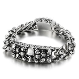 Vintage Cool Rock Skull Titanium Armband Voor Heren