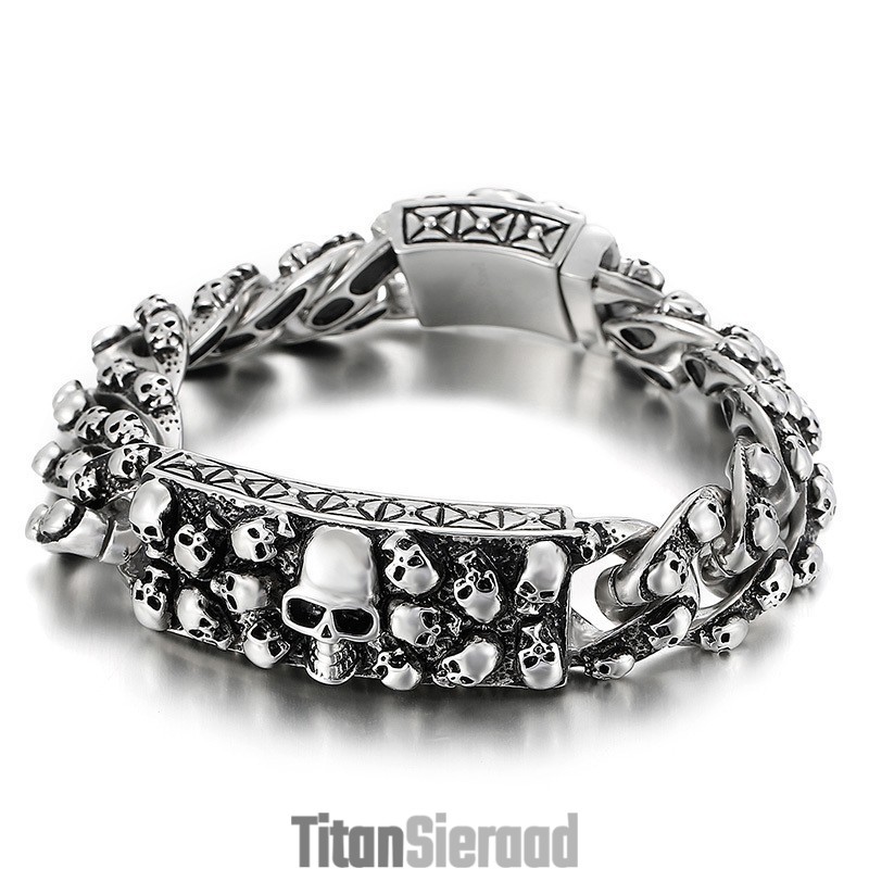 Vintage Cool Rock Skull Titanium Armband Voor Heren Vintage Cool Rock Skull Titanium Armband Voor Heren