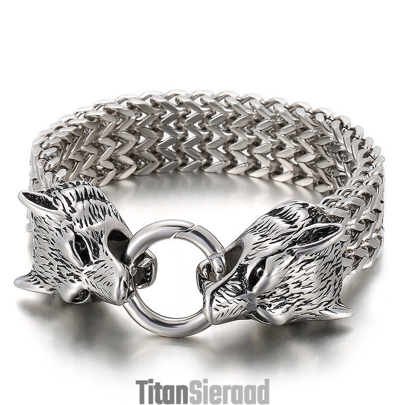 Chique Trendy Titanium Wolvenkop Armband Chique Trendy Titanium Wolvenkop Armband