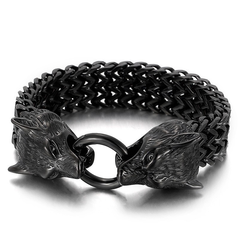 Chique Trendy Titanium Wolvenkop Armband Chique Trendy Titanium Wolvenkop Armband