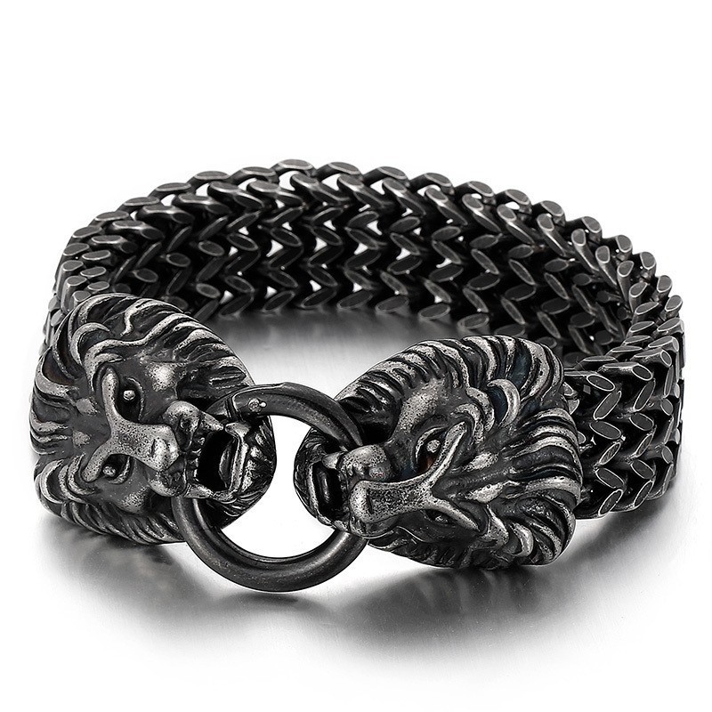 Chique Trendy Titanium Leeuwenkop Armband Chique Trendy Titanium Leeuwenkop Armband