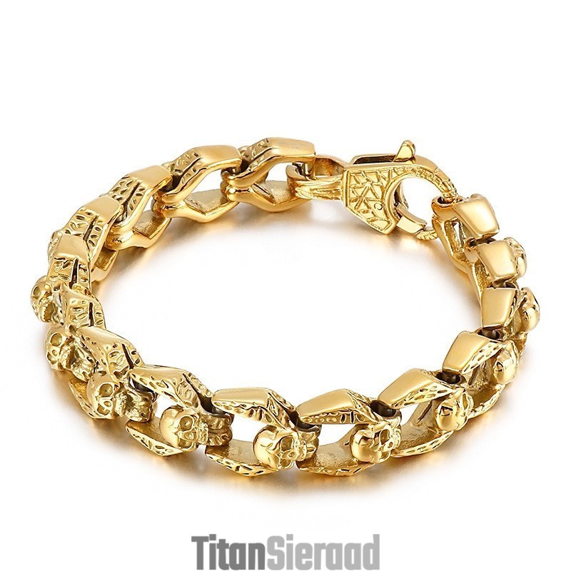 Mode Retro Wind Titanium Schedel Sieraden Hip Hop Rock Heren Armband