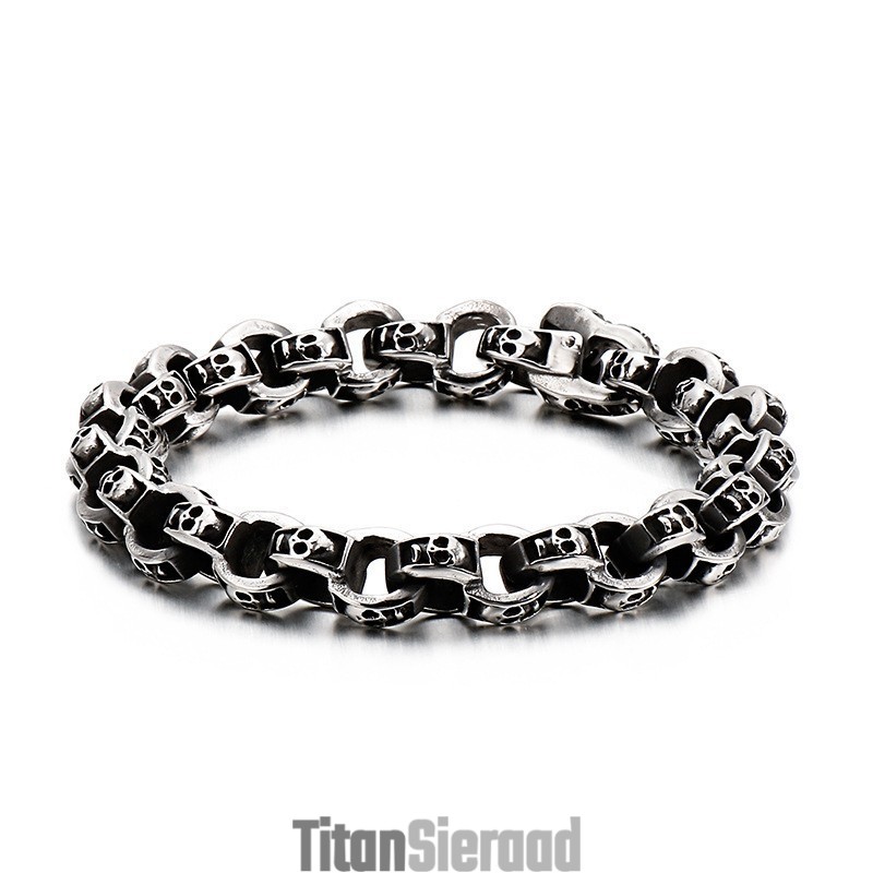 Titanium Schedel Armband Chique Biker Spook Armband Titanium Sieraden Titanium Schedel Armband Chique Biker Spook Armband Titanium Sieraden