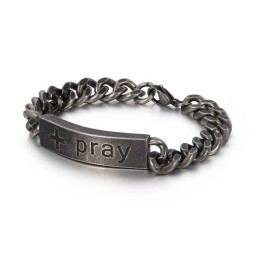 Populaire Vintage Sieraden Titanium Gebogen Teken Kruis Gebedsarmband Voor Mannen