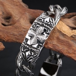 Mode Retro Hand Sieraden Kruisdraad Patroon Titanium Armband