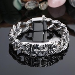 Mode Retro Hand Sieraden Kruisdraad Patroon Titanium Armband