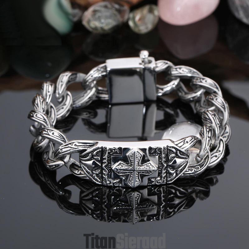 Mode Retro Hand Sieraden Kruisdraad Patroon Titanium Armband Mode Retro Hand Sieraden Kruisdraad Patroon Titanium Armband