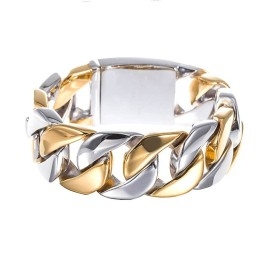 Titanium Heren Vergulde Brede Armband