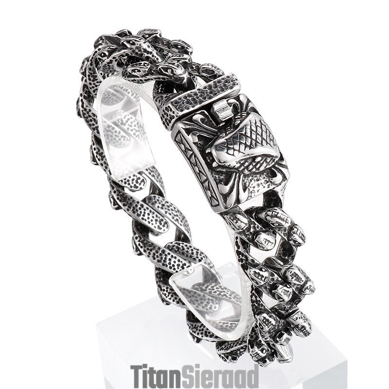 Vintage Slangenkop Titanium Armband Voor Heren Vintage Slangenkop Titanium Armband Voor Heren