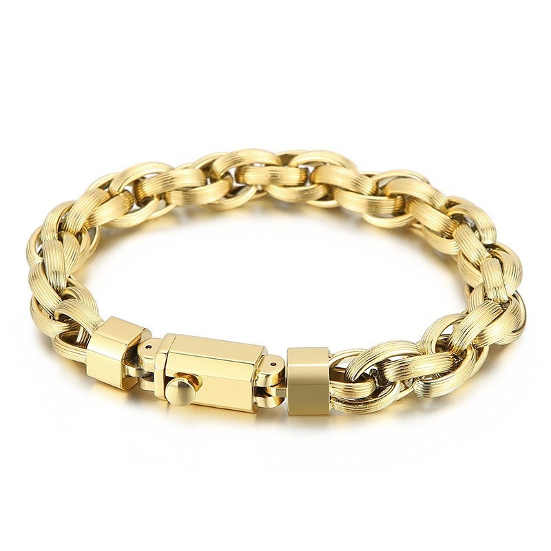 Mode Vacuüm Plating Drukknop Dubbele Ring O-Ketting Herenarmband Mode Vacuüm Plating Drukknop Dubbele Ring O-Ketting Herenarmband