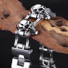 Chique Stijl Schedel Titanium Heren Biker Armband